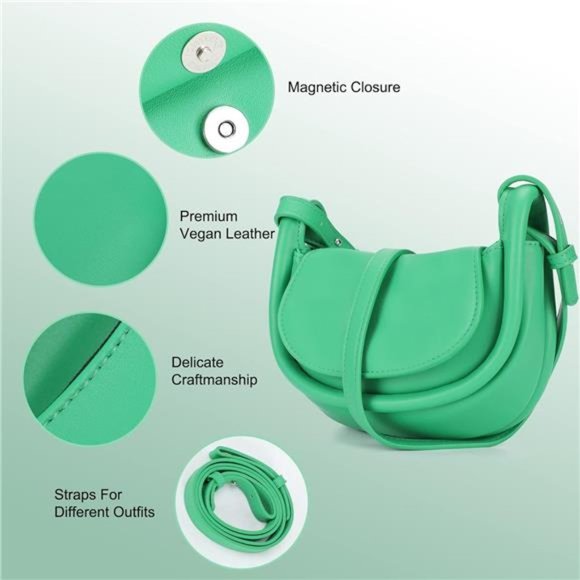 Green Petite Chic Shoulder Bag: Mini Crossbody Purse with Dual Straps - Picture 3 of 6